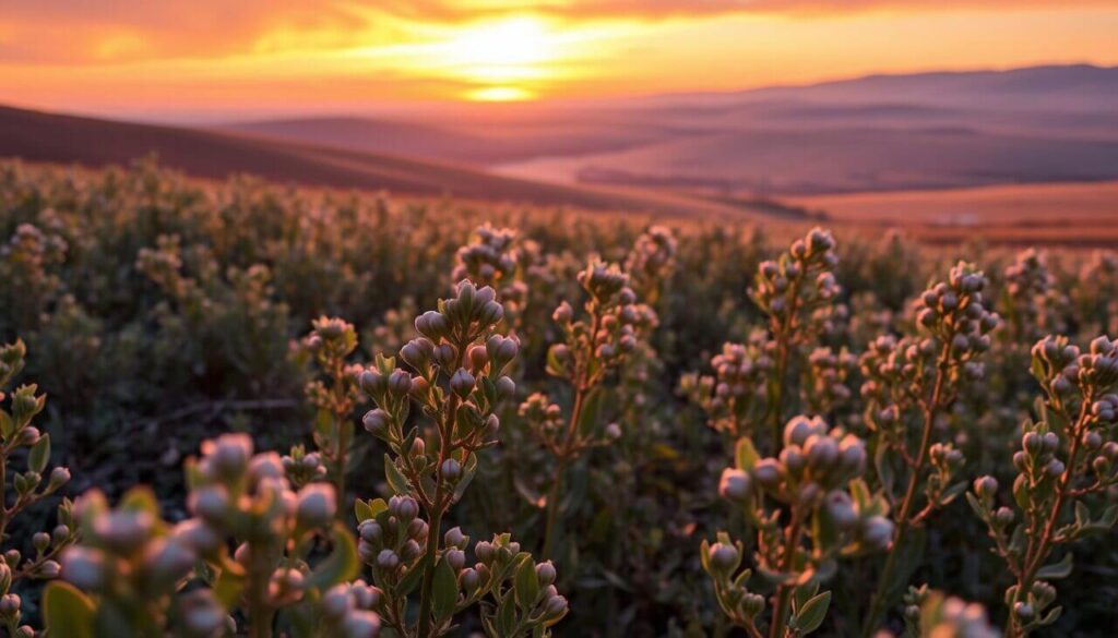 vast landscape of rolling jojoba fields