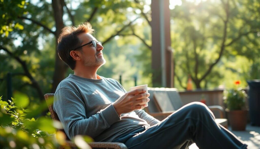 enjoying a morning in a tranquil outdoor setting